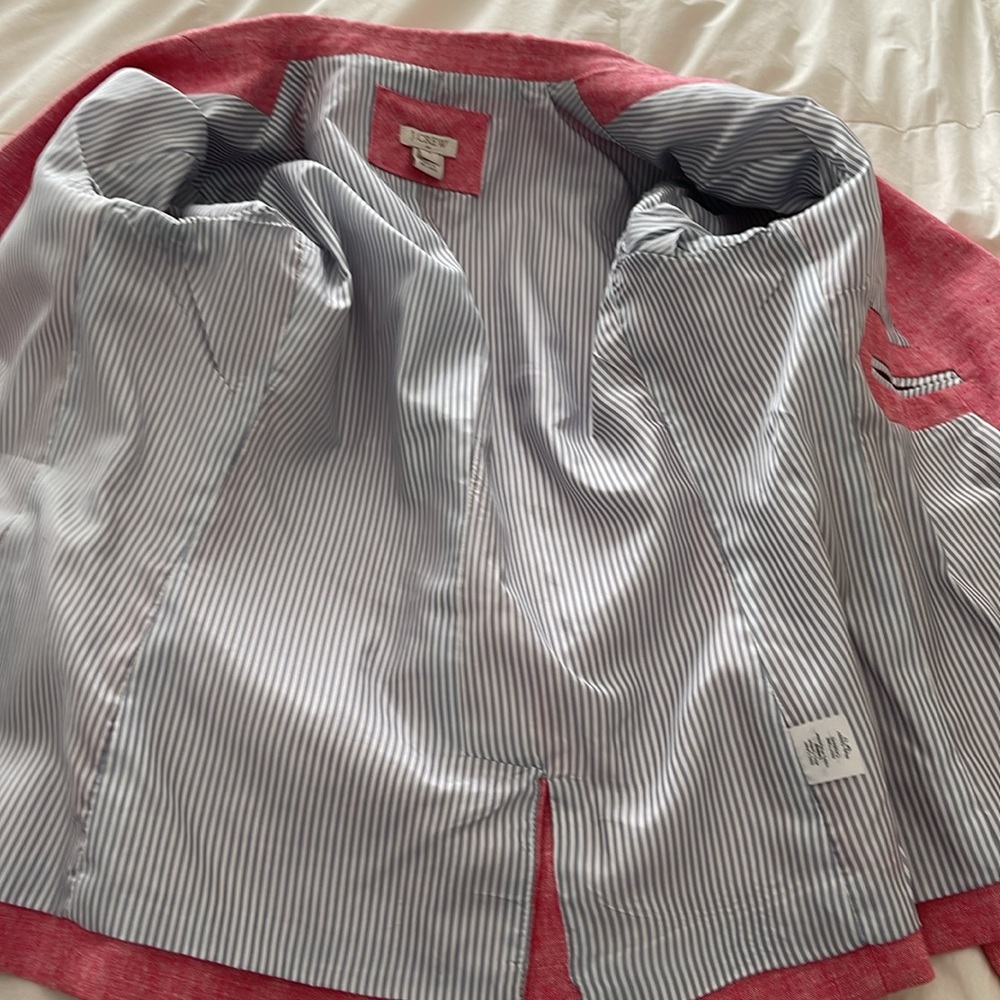 J.Crew Pink Linen Cotton Blazer Tailored Classic Fit Size 6 - Picture 7 of 16